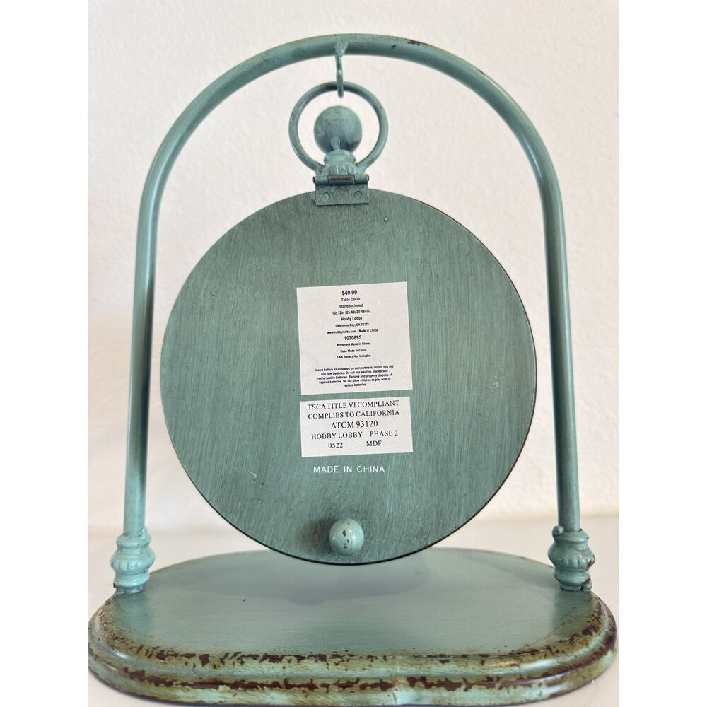 Hobby Lobby Vintage Green Table Shelf Clock Compass Roman Numerals Quartz - Picture 4 of 6